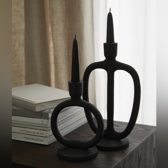 H&M home decor metal candle sticks holder matte modern neutral abstract CB2 RH - Picture 1 of 8